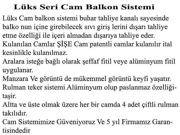 Lüks Seri Cam Balkon Sistemi